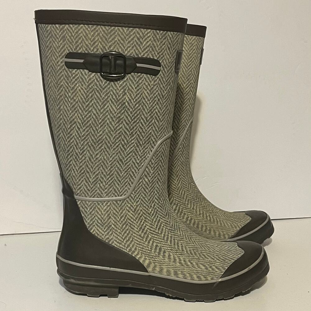 Stylish Brown Herringbone Winter & Rain Boots